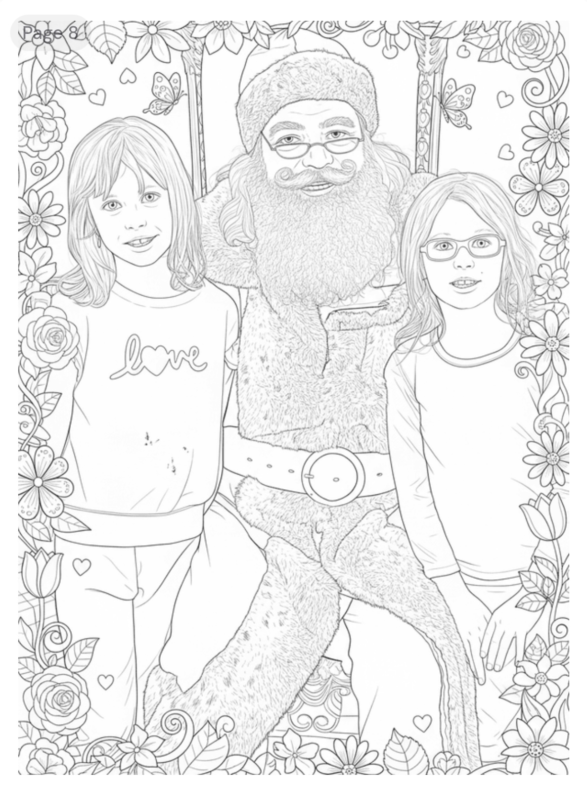 Children with Santa coloring page - a festive custom creation for the holidays